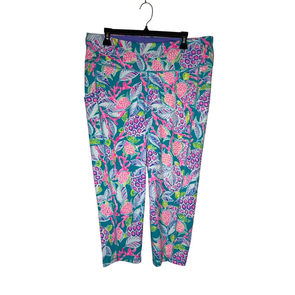 Lilly Pulitzer Luxletic Weekender Funky Cropped Stretchy WorkOut Pant EUC Sz XXL